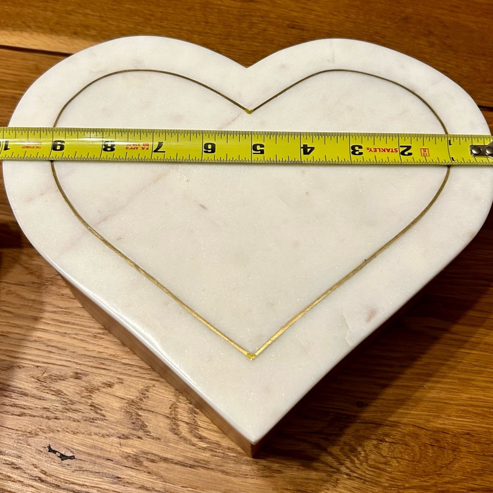 New! 10” Marble And Wood Heart Box Genuine Marble - Picture 3 of 11